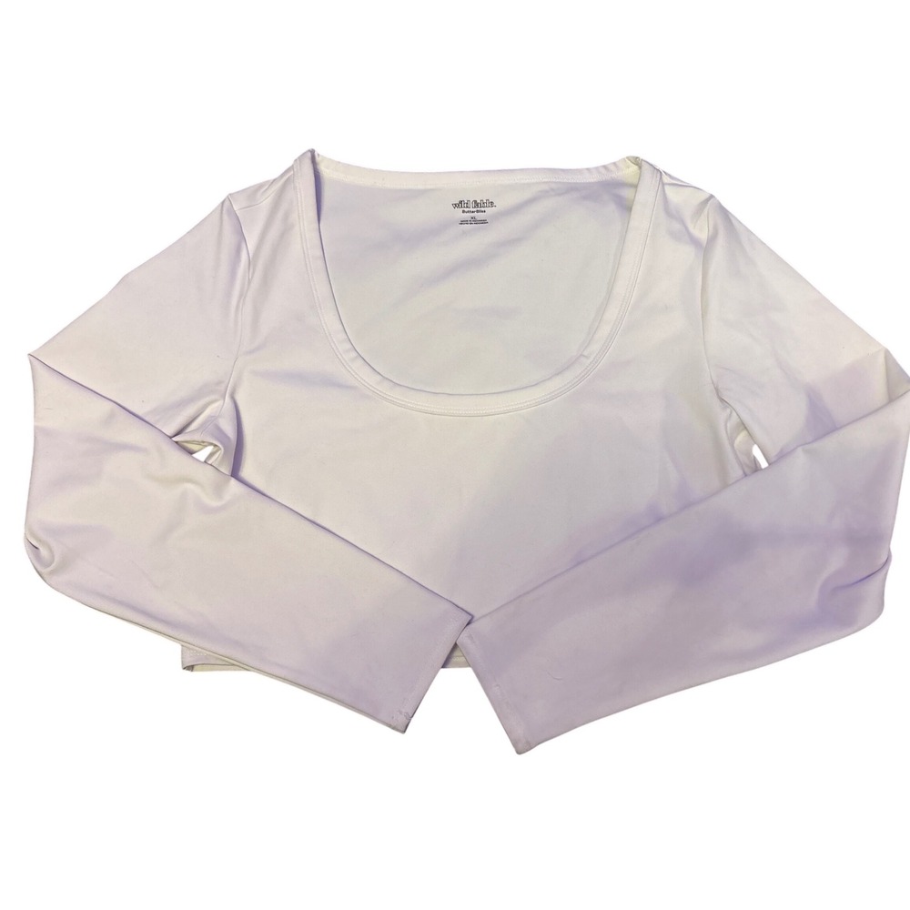 Wild Fable White ButterBliss Long Sleeve Crop Top, Size XL